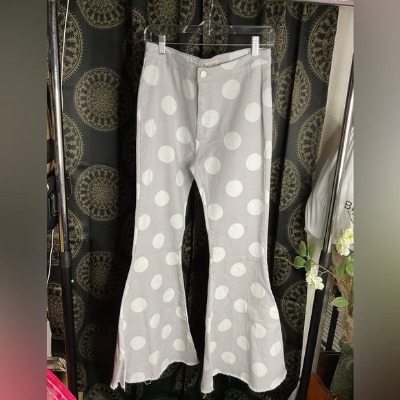 NWOT Peach Love Polka Dot Flare Jeans - Picture 3 of 8